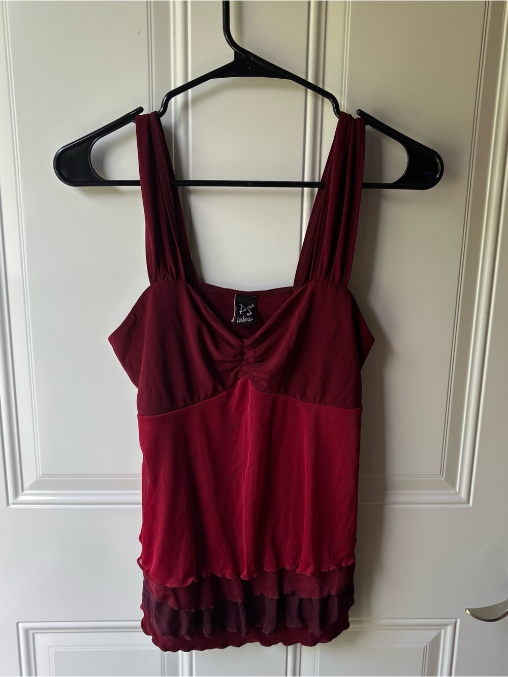 PS Vintage Y2K Burgundy Rutched cami tank L